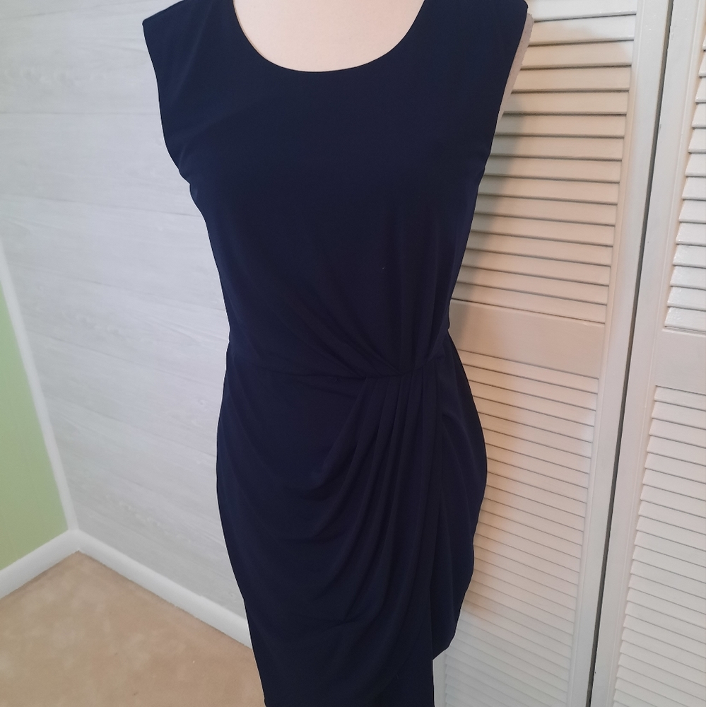 Calvin klein navy draped sleeveless dress sz 4 *M - Picture 5 of 7